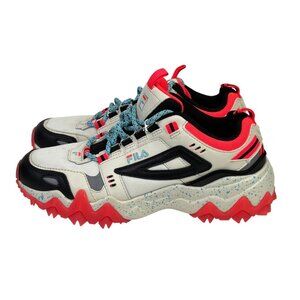 Fila Oakmont TR Shoes Womens 6.5 Beige Neon Orange Hiker Sneakers 5JM01249-119
